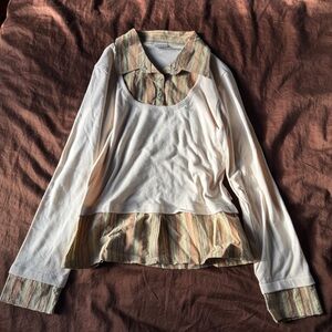 Vintage Striped Layered Women's Top sourced in Italy